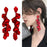 New Arrival Vintage Women Dangle Elegant Earrings Great Rose Petal Long Tassel Earrings Modern Female Korean Jewelry Stylish Red Earrings