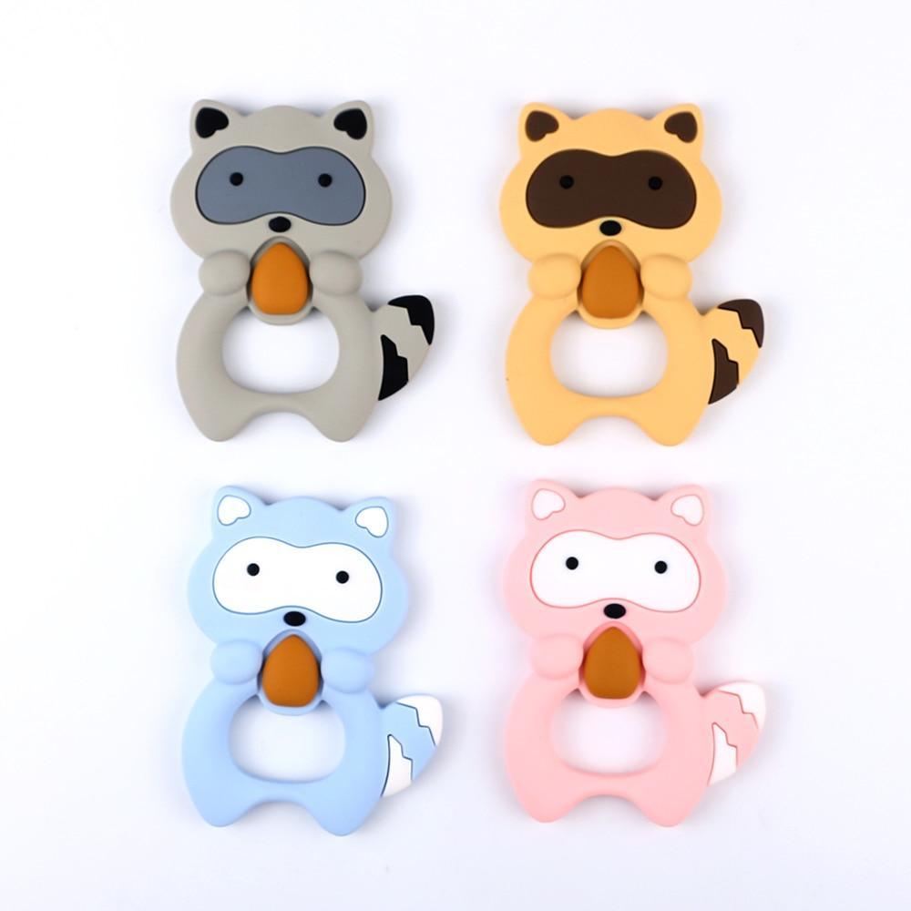 2pcs Cartoon Baby Teether Animal Silicone Teether Raccoon Elephant Koala Giraffe  Baby Teething Toys Accessories Perfect Toy For Kids