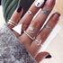 Modern Bohemian Retro Crystal Flower Leaves Hollow Lotus Gem Silver Color Ring Set For Women Excelent For Wedding Anniversary Party