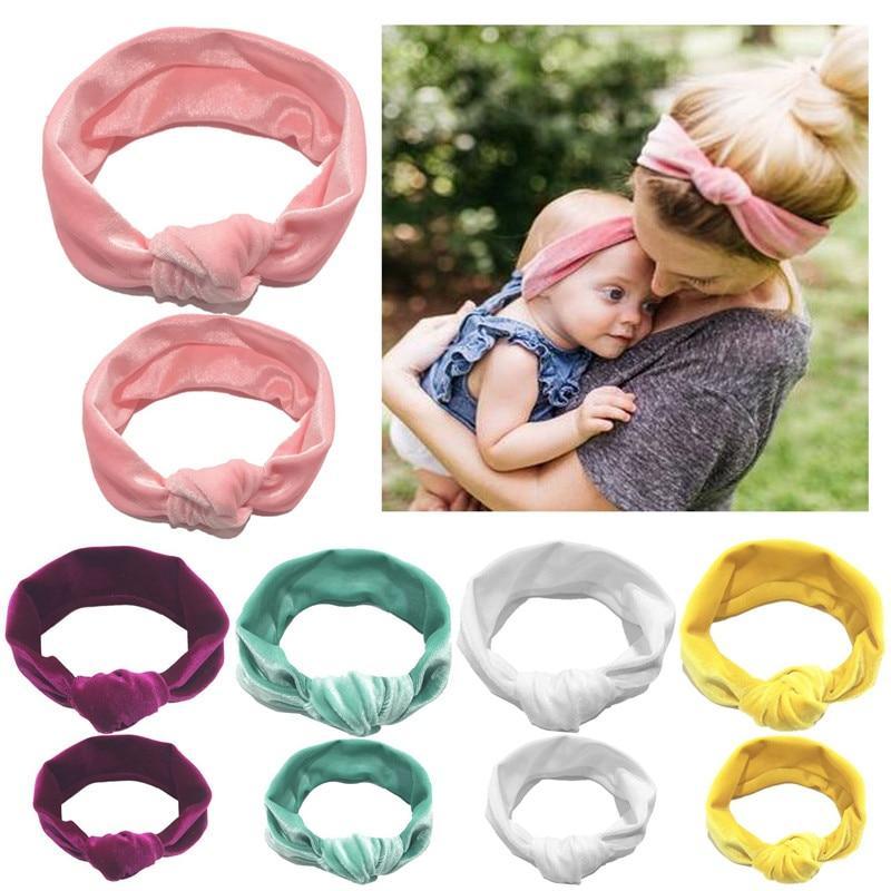 Modern  Mother & Baby Headbands Kids Girl Bow With Rabbit ear Print Floral Hair Bands Parent-Child Hair Accessories