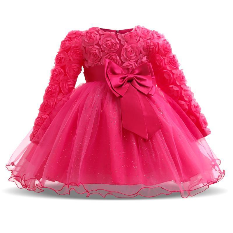 Luxury Designer Handmade Pink Dress for First Birthday Party Girl Baby Clothing Ball Toddler Girls Dress