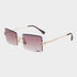 Fashion Rimless  Women Trendy Small Rectangle Sunglasses With High Quality metal frame And UV400 Protection