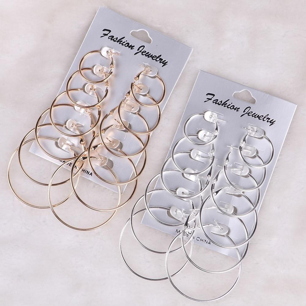 Hoop Earrings Set With Big Circle Earring In Fashion Jewelry Style for Women and Girls In Steampunk Ear Clip korean Earrings Design