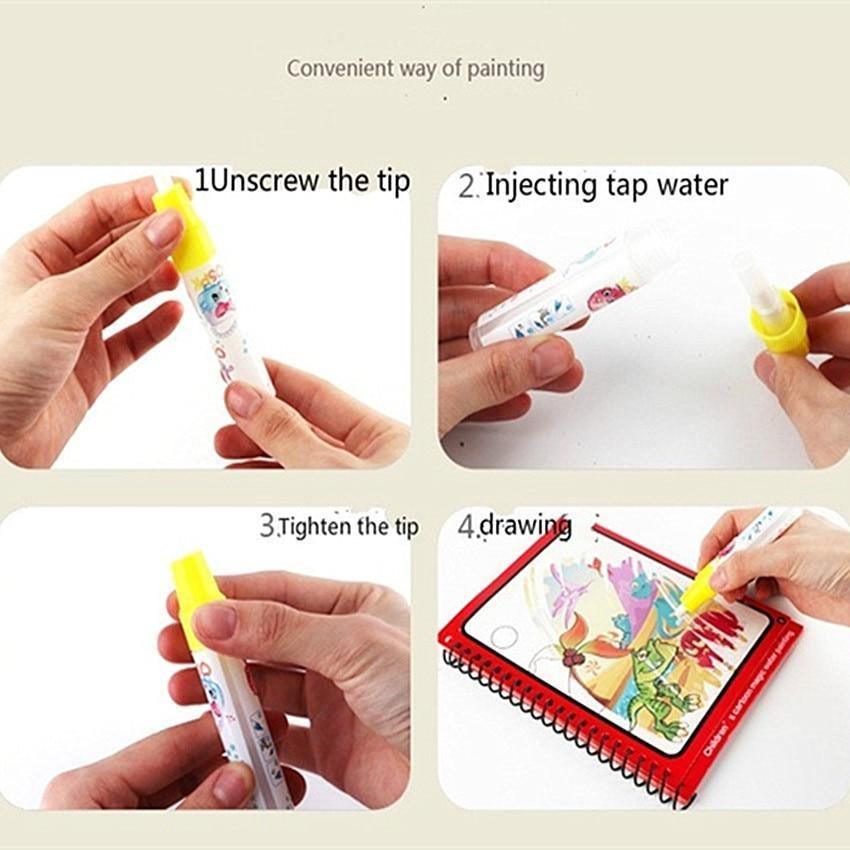 1pcs Magical Book Water Drawing Coloring Cartoons Books Doodle Pen Painting Drawing Board For Kids Toys Birthday Gift