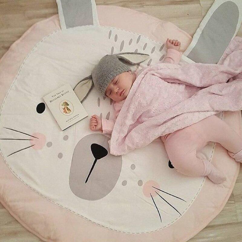 Play Mat Cartoon Animal Baby Mats Newborn Infant Crawling Cotton Round Floor Carpet Rugs Mat for Kids Room Nursery Decor