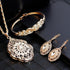 Gold Color Arabic Necklace With Earring Cuff Bracelet Women Ethnic Wedding Jewelry Sets Morocco Caftan Fashion Accessories