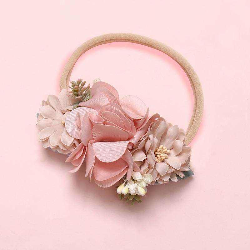 Modern Fashion Floral Headband Newborn Baby Elastic Hairbands Pearl Fresh Style Bow Knot For Girls