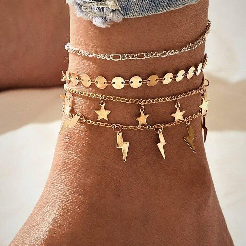 Handamde Luxury Bohemian Beads Anklets for Women Colorful Stone Crystal Shell Anklet Bracelet For Leg Jewellery