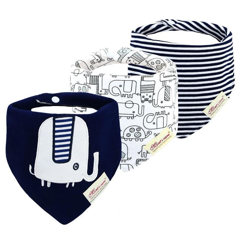 Moder 3PCS Baby Bibs Bandanna Lot Cotton Multi-style Triangle Cartoon For Infant Boys And Girls