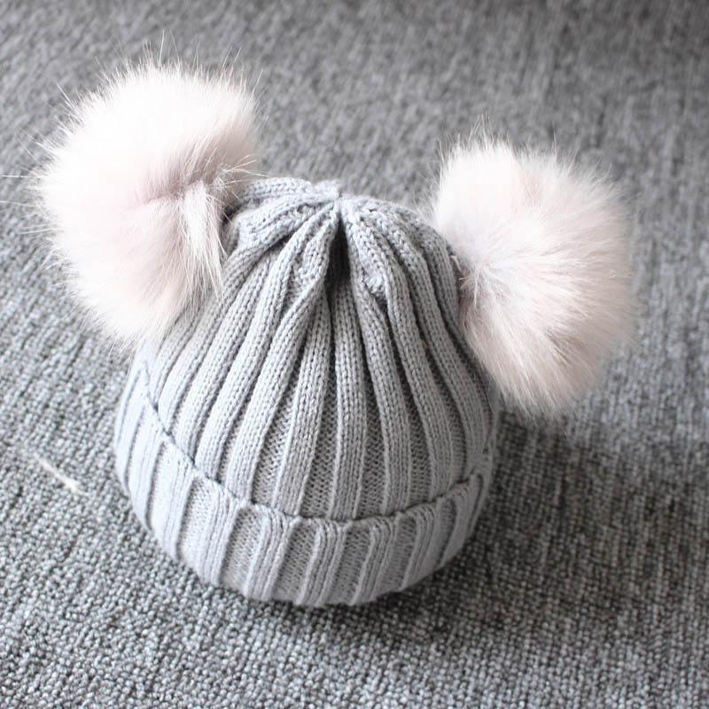 Cute Baby Hat & Scarf Set Pompom Infant Baby Girl Winter Hat For Kids Warm Knitted for Girls