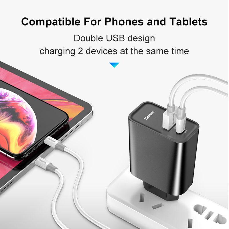 Dual Fast Charger 30W Support Quick Charge 4.0 3.0 Phone Portable USB C PD Charger