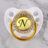 Luxury Glam Crystal White Bling Pacifier 26 Initial Letters Available Handmade Rhinestones Baby Pacifier For Baby