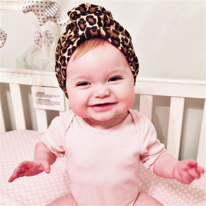 Luxury Modern Newborn Infant Baby Girl Boy and Mom Turban Hat Bows Flower Head Wrap Leopard Hat Cotton Cap For Parent-child