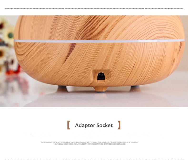 Unique Modern Handmade 500ML Aroma Essential Oil Diffuser Ultrasonic Air Humidifier Wood Grain 7 Color Changing LED Light Cool Mist Difusor for Home Bedroom Room and Living Room