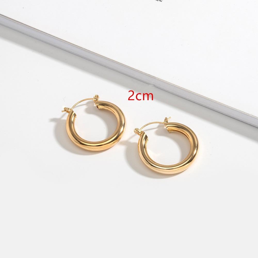 New Minimalist Gold Metal Large Circle Geometric Round Big Hoop Earrings for Women and Girl In Wedding Party Jewelry Style