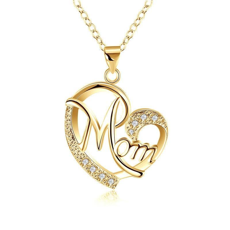 Diamond Luxury Mother's Day Necklace Fashion Mom Letter Love Necklace Charms Pendant Necklace Design  The Best Gift For Mother