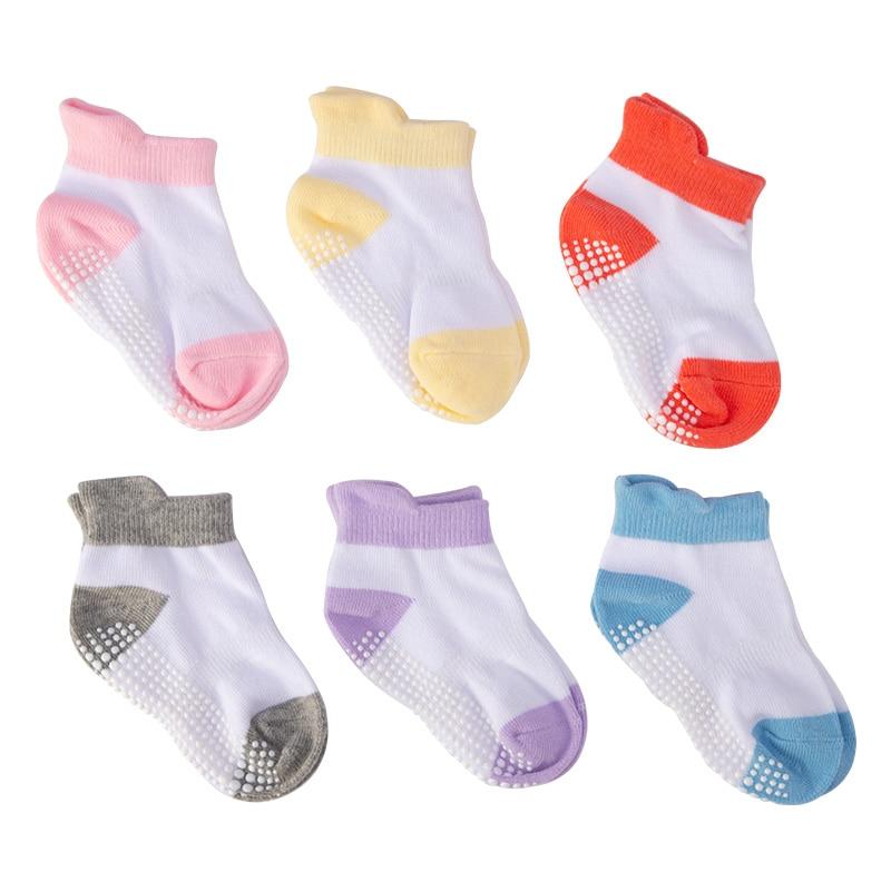 6 Pairs Baby Cotton Anti-slip Boat Low Cut Floor Socks For Boys And Girls Children's Sock