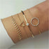 Fashion Bohemia Leaf Round Knot Cuff Bangle Gold Chain Charm Bracelet  for Women Simple Geometric Bracelets Luxury Jewelry