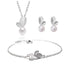 Modern Pearl 925 Stamp Silver Color Jewelry Sets Bud Leaf Pearl Necklace+Earrings+Bracelet For Women Korean Jewelry Style For Girls and  Women