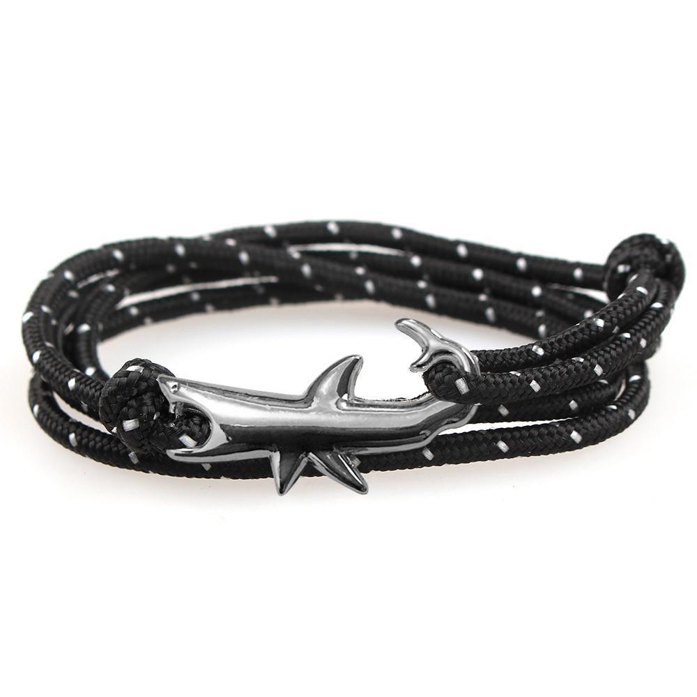 Viking Bracelets Black Color Shark Multilayer Rope Bracelet  For Men Women And Man In Charm Survival Rope Chain Male Wrap Bracelet Jewelry Style