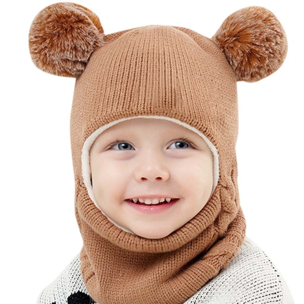 Modern Luxury Children Hats Pom Pom Ball Hat Kids Warm Wool Hooded Hat Baby Scarves Toddler Caps For Kids