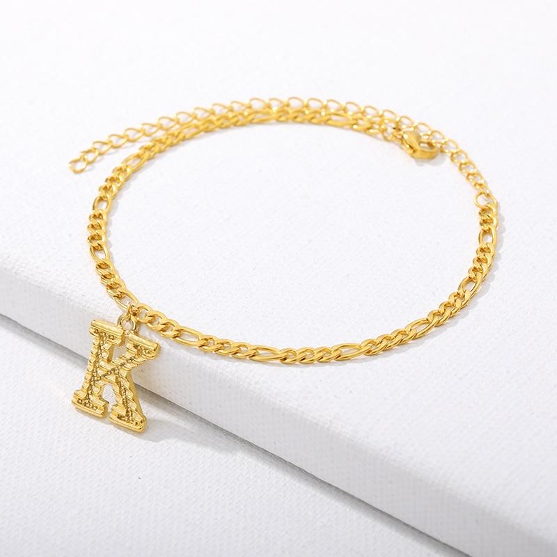 Luxury Anklets Letter Bracelets For Women Stainless Steel Alphabet Ankle Bracelet  Gold Chain Foot Jewellry