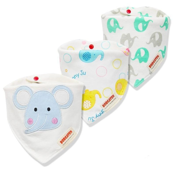 3PCS Comfortable Waterproof Organic Cotton Baby Burp Cloth Bandanna Scarf Bibs For Newborn Baby Boy And Girl