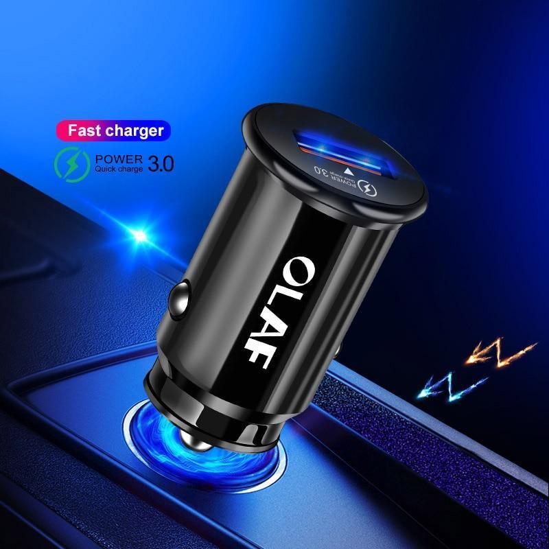 Mini White Quick Charge 3.0 Fast Charging QC 3.0 Car-Charger LED Modern Phone USB Charger Car Accessories