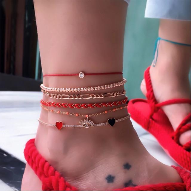 Handmade Unique Layered Gold Shell Pendant Chain Ankle Bracelet Foot Jewelry for Ladies and Women