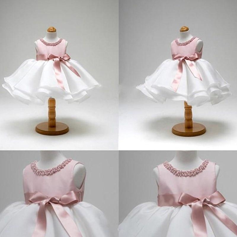 Luxury Designer Handmade Pink Dress for First Birthday Party Girl Baby Clothing Ball Toddler Girls Dress