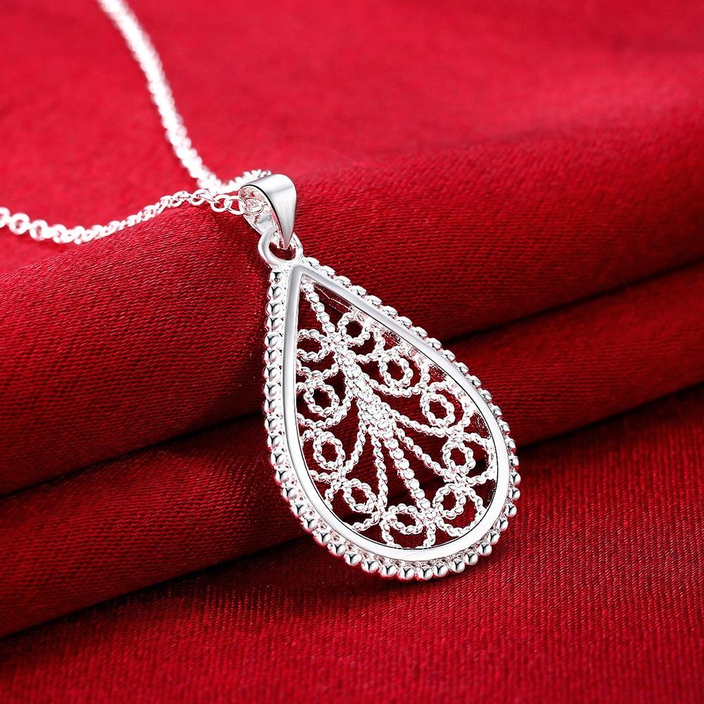 Luxury Shiny Silver Gorgeous Charm Fashion Heart Wedding Love Necklace Silver Jewelry