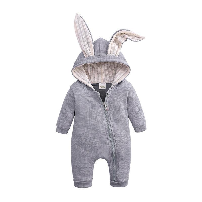 Elegant Baby Clothes Rompers Jumpsuits Newborn Cartoon Little Bee Rabbit Ears Zipper Clothes Cotton Jackets For Kids