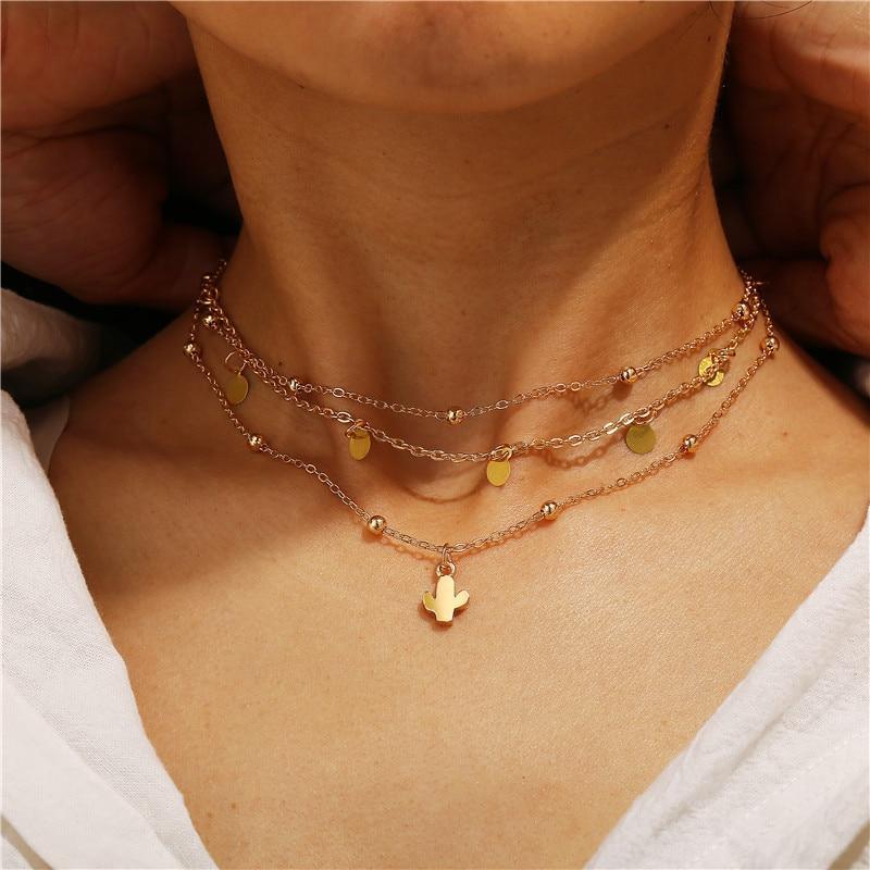 NEW Trend Style Women Necklaces In Different Shapes Gold Moon Star Coin Necklace In Luxury Jewelry Design