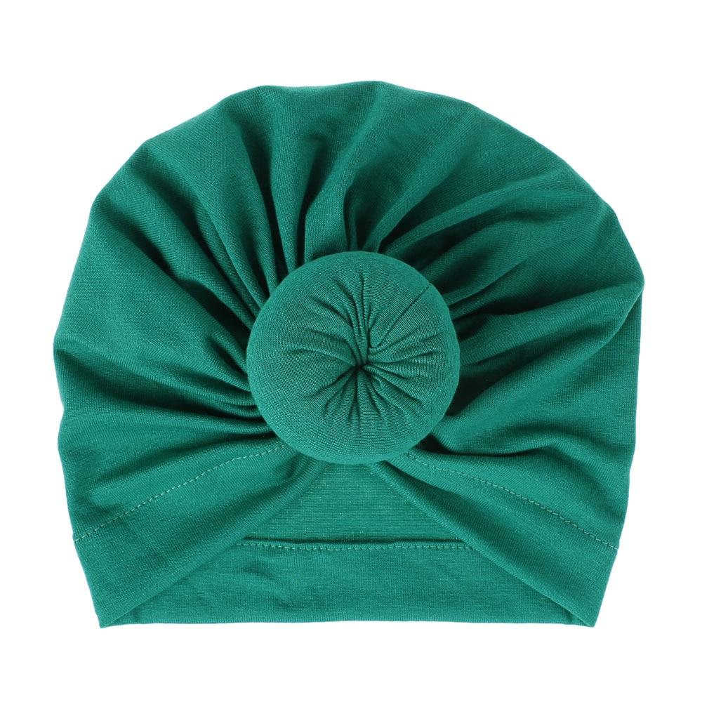 Handmade Pleated Flower Babies' Knitted Cotton Cloth Turban For Baby Girls In Elegant Style