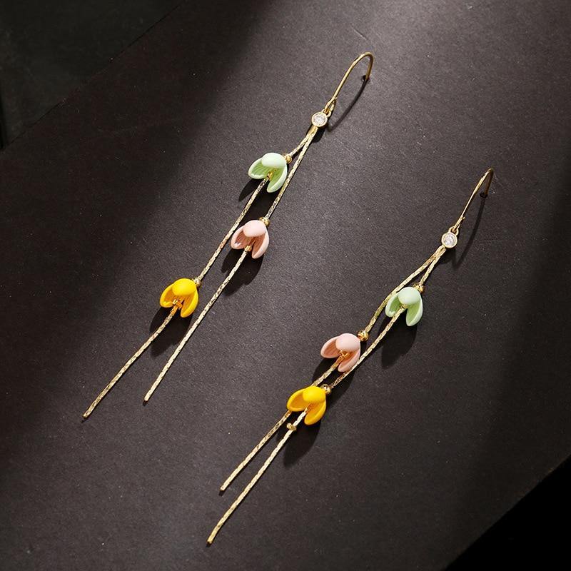 Modern Wind Long Tassel Pendant Luxury Vintage Stud Earrings Great Elegant Exquisite Prevent Allergy Women Jewlery