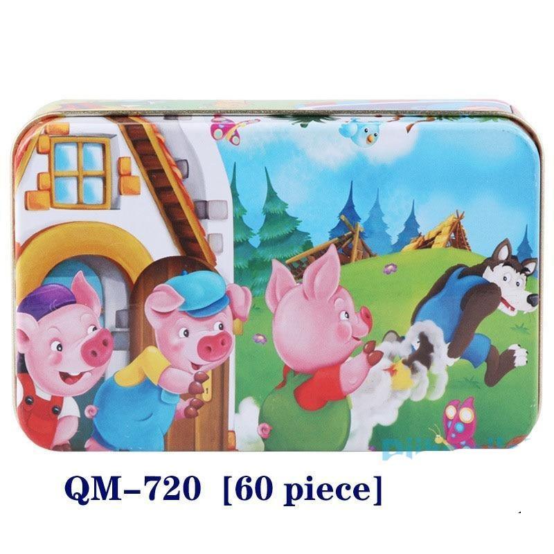 New 60 Pieces Wooden Puzzle Kids Toy Cartoon Animal Wooden Puzzles Child Early Educational Learning Toys for Christmas Gift