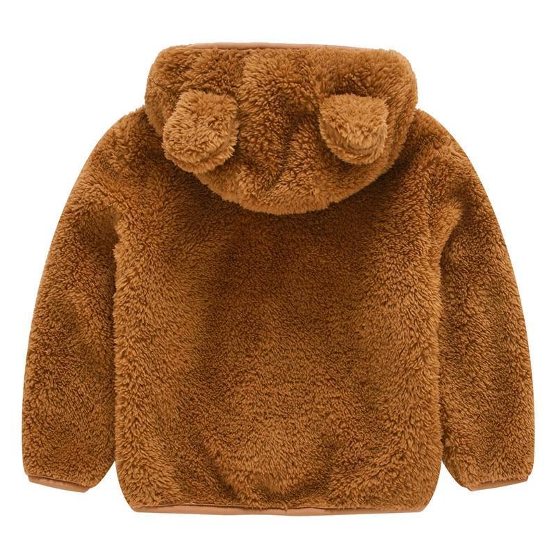 Modern Winter Fleece Children's Sweater Boys and Girls Hoodie Jacket Warm Baby Coat  With Bear Ears