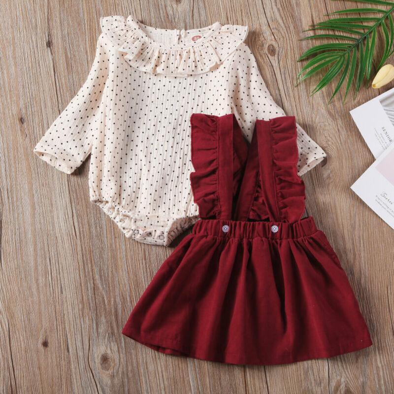 Toddler Baby Girl  Dotted Romper Tops Strap Dress Cotton Clothes Skirt Cover Up