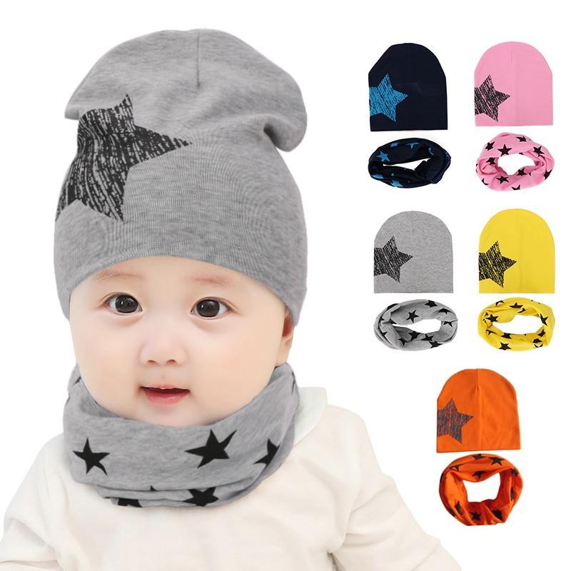 Winter Autumn Baby Hat Scarf Set Newborn Baby Bonnet Soft Cotton Warm Cap Kids Children With Scarf