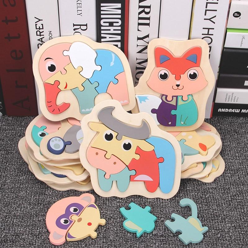 Wooden Children Colorful Animal Stevvex Puzzle for Toddler Creative Puzzle Early Educational Toys for Boys and Girls 2-4