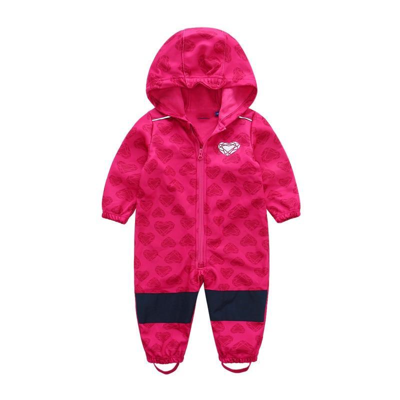 Ski suit For Children Soft Shell Outdoor Jacket Waterproof  Fleece Lining Jumpsuit For Boys and Girls In Modern Colorful Design