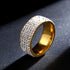 Luxury Modern Stainless Steel Ring With 5 Rows Gold Color Diamonds Crystal Ring Made for Wedding Rings for Women Men In Elegant Jelwery  Design