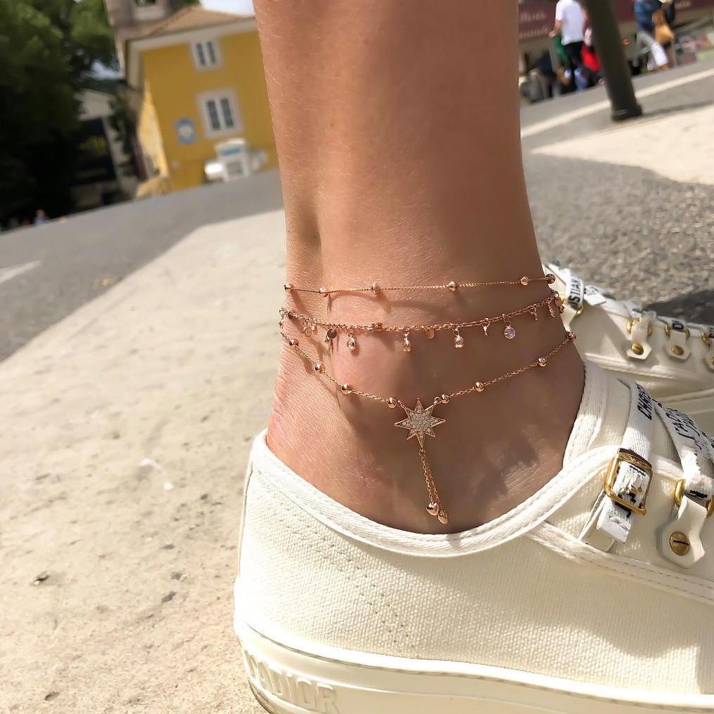 Luxury Bohemian Star Shell Ankle Bracelet Foot Jewelry Brecelet Simple Shell Anklets for Women Summer Style