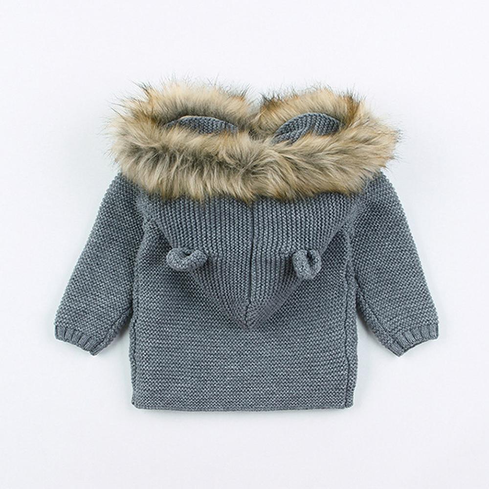 Warm Winter Luxury Newborn Baby Boy Girl Knitted Buttons Hooded Jacket Coat In Modern Design