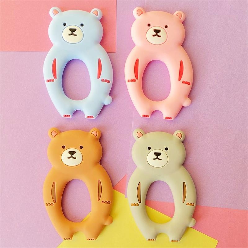 4pcs  Bear Silicone  Teether Baby Teething Toys Chewable  Cartoon Animal Shape Baby Products Nursing Gift