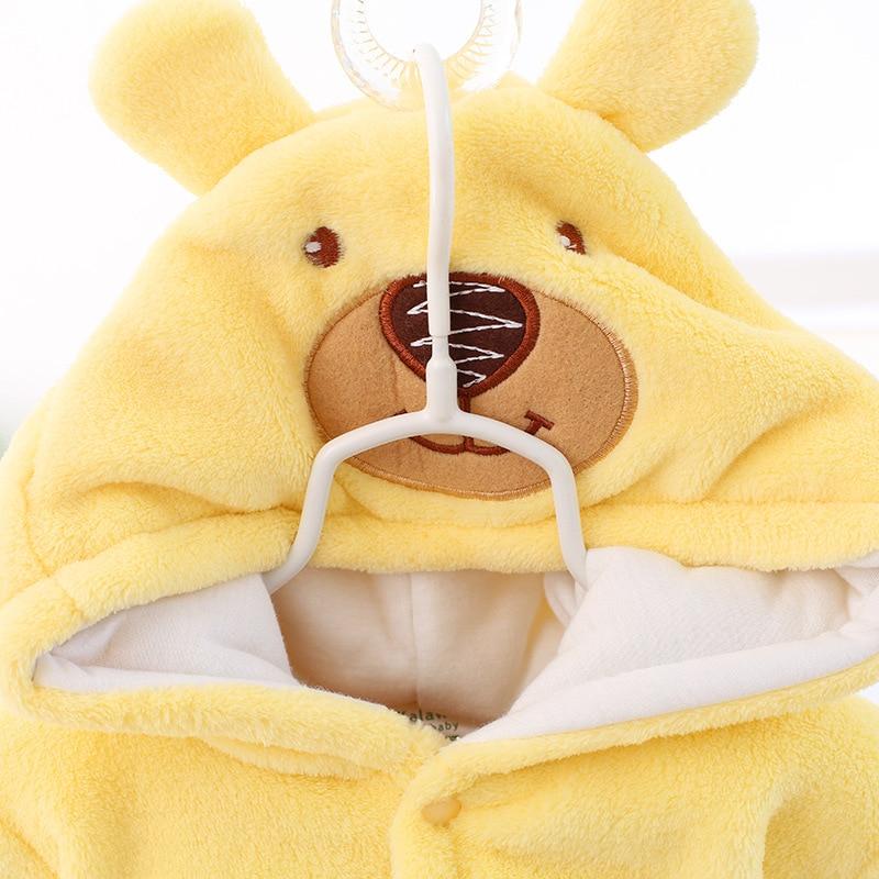 Modern Winter Baby  Bear Animal Costume Hooded Romper Warm Flannel Plush Jumpsuit For Girls and Boys