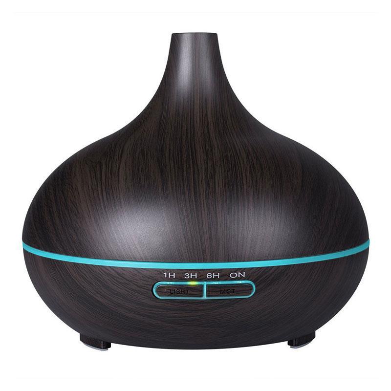 New 550ml Wood Essential Oil Diffuser Ultrasonic USB Air Humidifier with 7 Color LED Lights Remote Control Office Home Diffuser for Office, Home, Bedroom, Living Room, Study, Yoga, Spa; White Wood Grain with Multiple Lighting Options