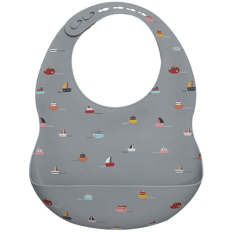 Cartoon Printed Adjustable Waterproof Silicone Feeding Bib Burp Cloth for  Baby