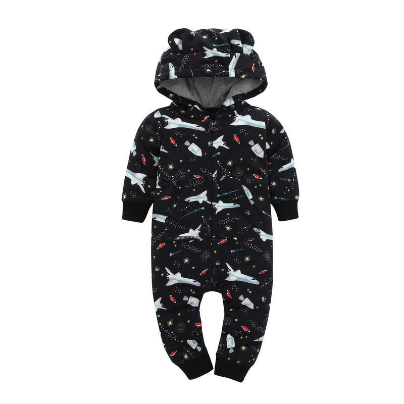 Modern Popular Fashion Newborn One Piece Fleece Hooded Jumpsuit Long Sleeved Baby Body suits Romper For Girls and Boys Kids