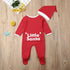 Newborn Girl Boy Autumn Santa Claus Long Sleeve Dot Bandage  Romper Jumpsuit Hat For Christmas Made For Girls and Boys